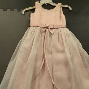 Little girls formal dress: dusty rose/white